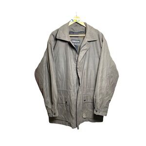 Claiborne Men's Brown Plaid Lined Utility Jacket Size Large Casual Outdoor Coat